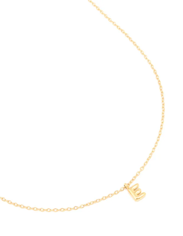 Waterproof Gold Plated Stainless Steel Mini Bubble Letter E Necklace sold by lovisa
