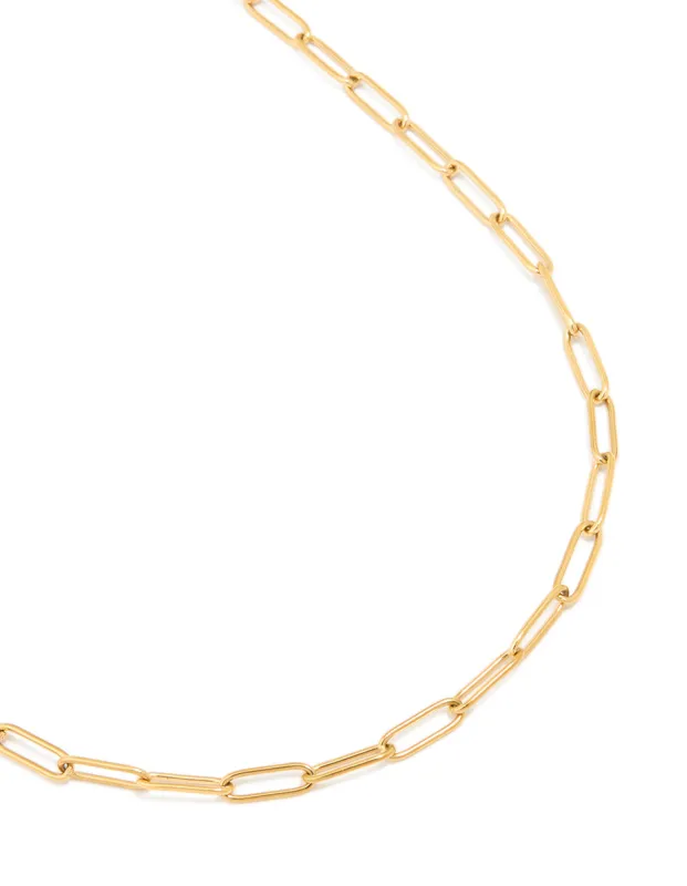 Waterproof Gold Plated Stainless Steel Open Oval Link Necklace sold by lovisa