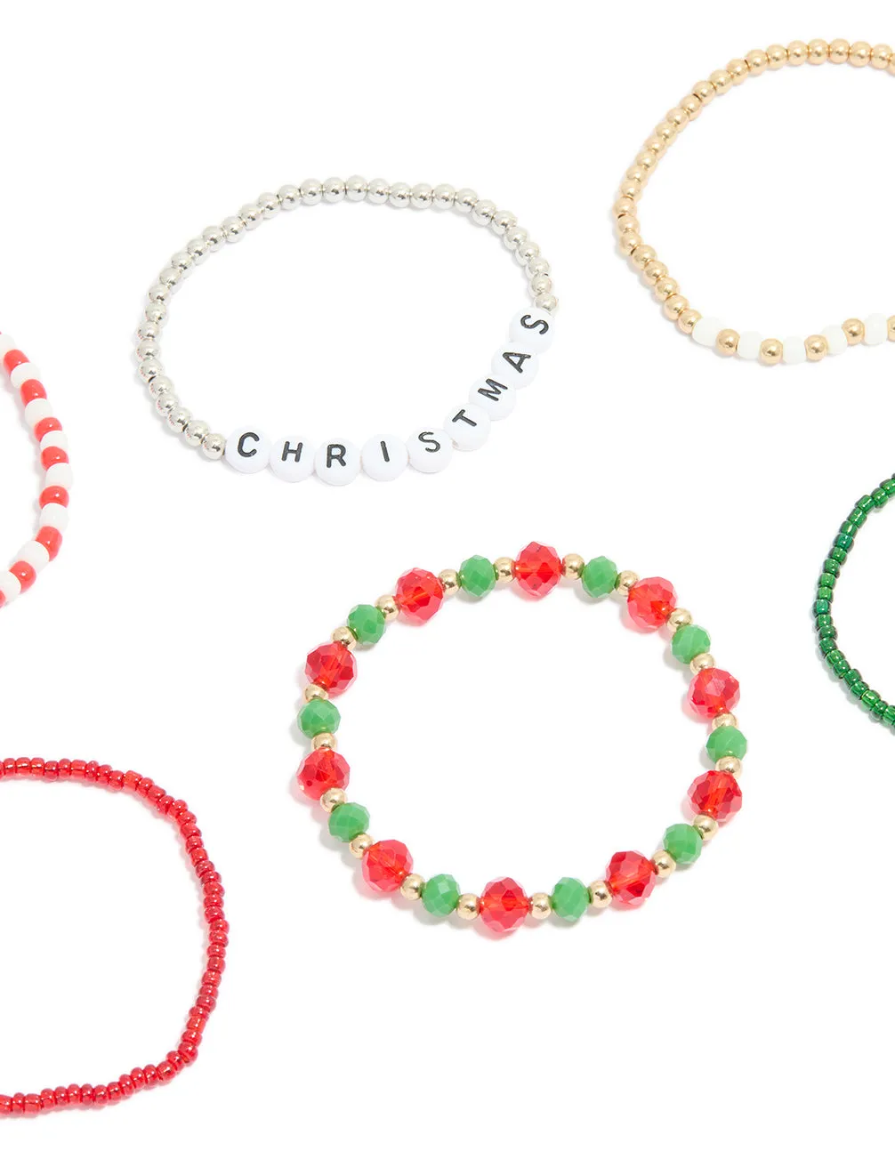 Multicoloured Beaded Festive Stretch Bracelets 5-Pack sold by lovisa product image thumbnail 2