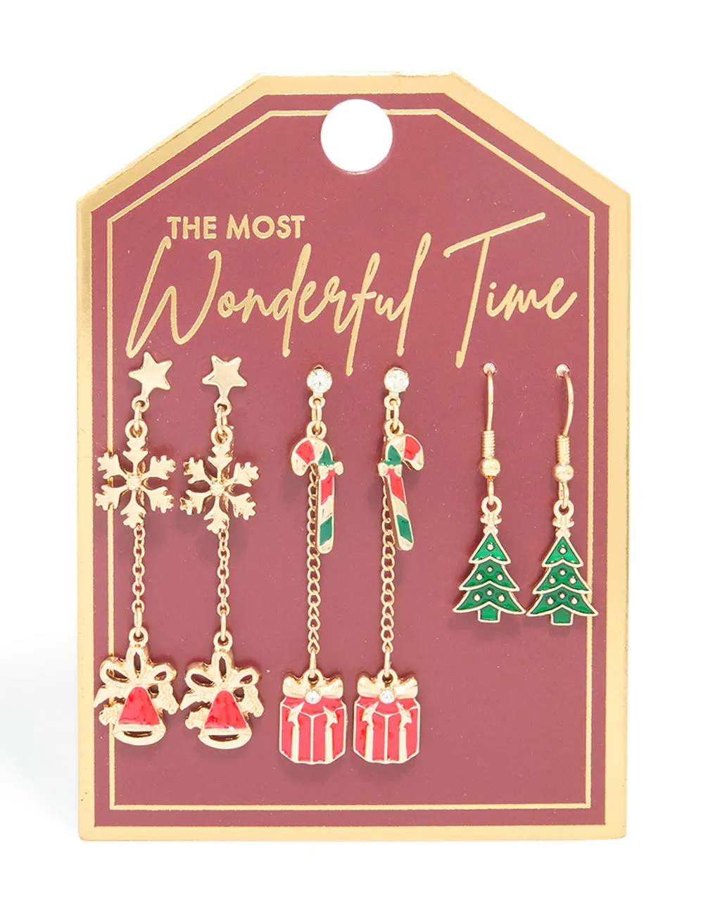 Gold Bell & Present Chain Earrings 3 Pack sold by lovisa product image thumbnail 3