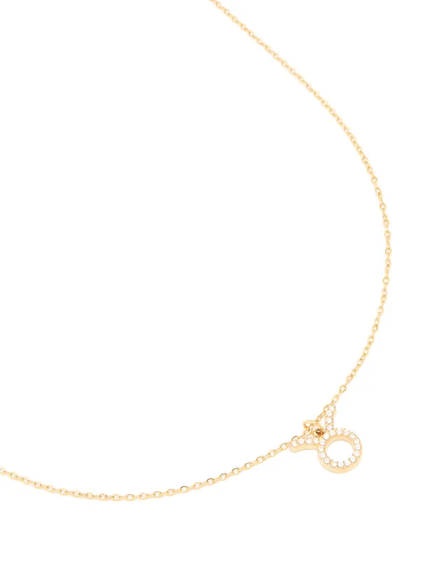 Waterproof Gold Plated Stainless Steel Cubic Zirconia Taurus Necklace sold by lovisa