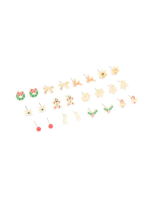 Gold Wreath & Shooting Star Earrings 12-Pack sold by lovisa