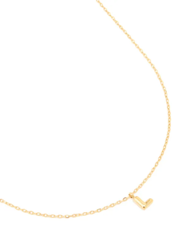 Waterproof Gold Plated Stainless Steel Mini Bubble Letter L Necklace sold by lovisa