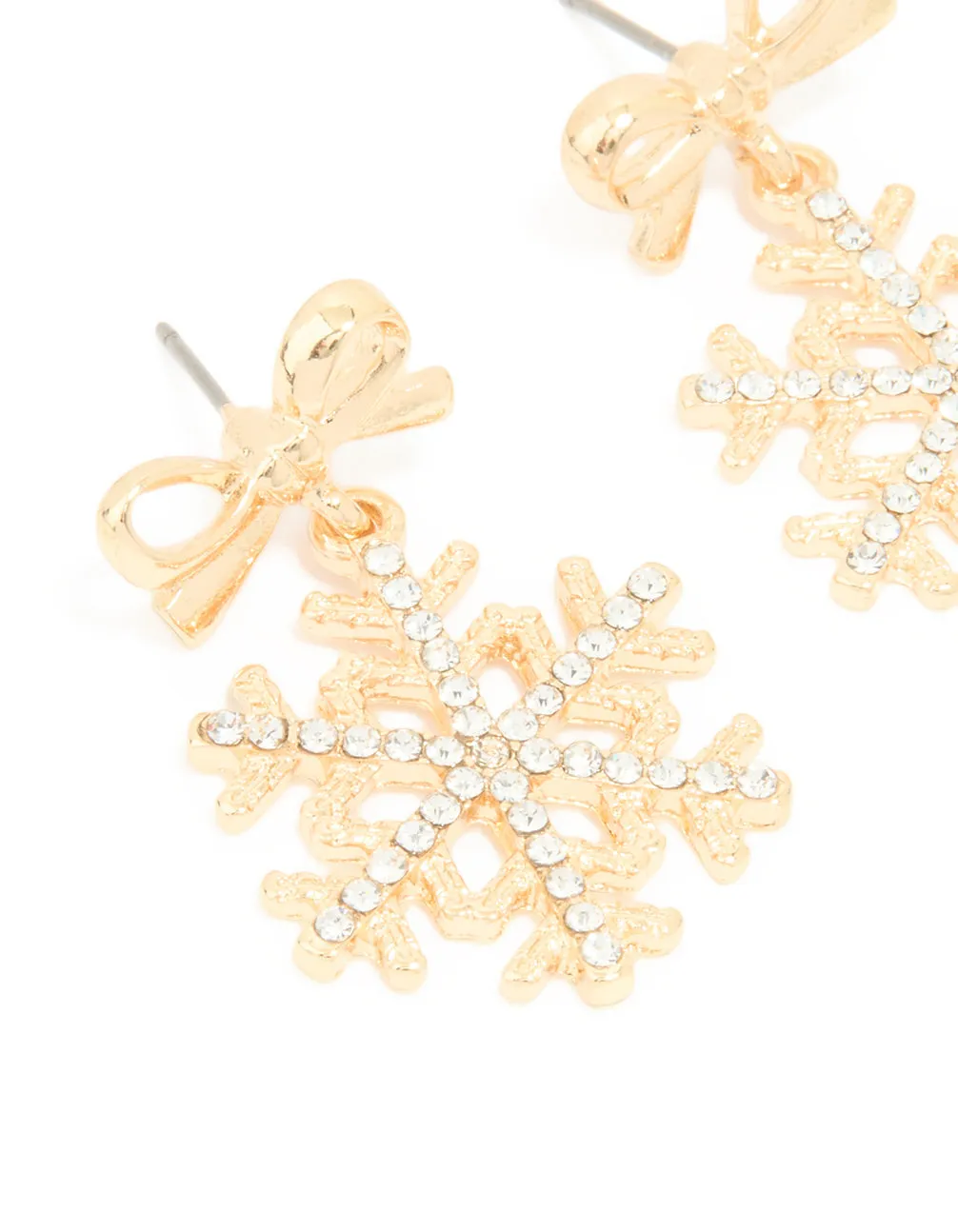 Gold Diamante Bow Snowflake Earrings sold by lovisa product image thumbnail 2