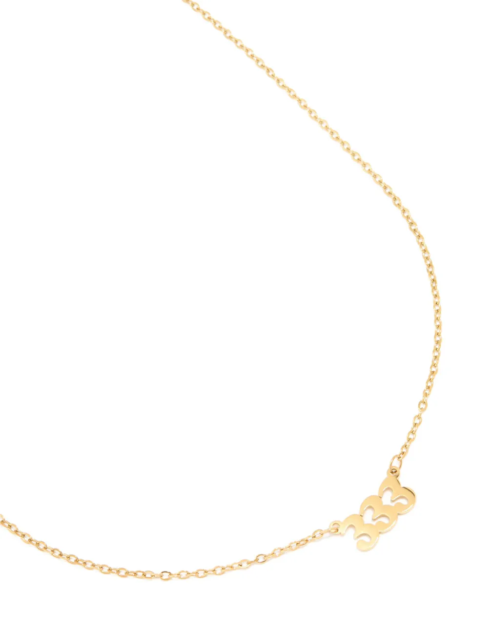 Waterproof Gold Plated Stainless Steel Angel Number 333 Necklace sold by lovisa