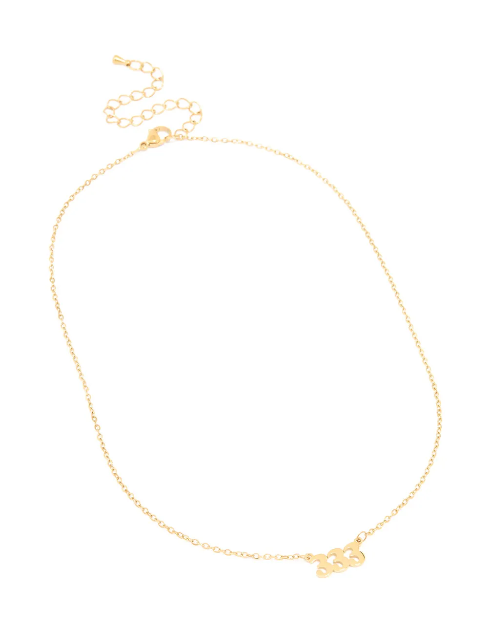 Waterproof Gold Plated Stainless Steel Angel Number 333 Necklace sold by lovisa product image thumbnail 2