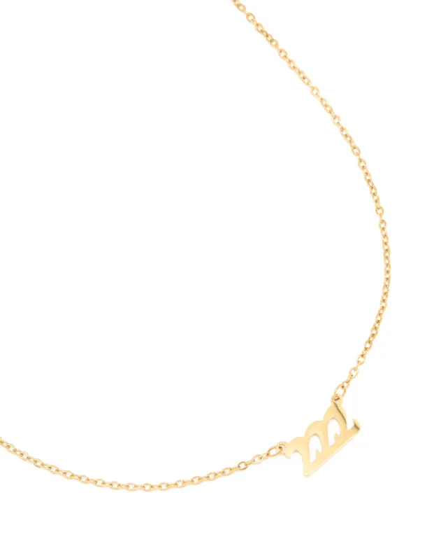 Waterproof Gold Plated Stainless Steel Angel Number 222 Necklace sold by lovisa