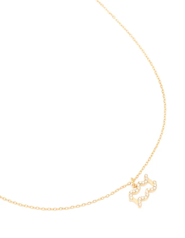 Waterproof Gold Plated Stainless Steel Cubic Zirconia Aquarius Necklace sold by lovisa
