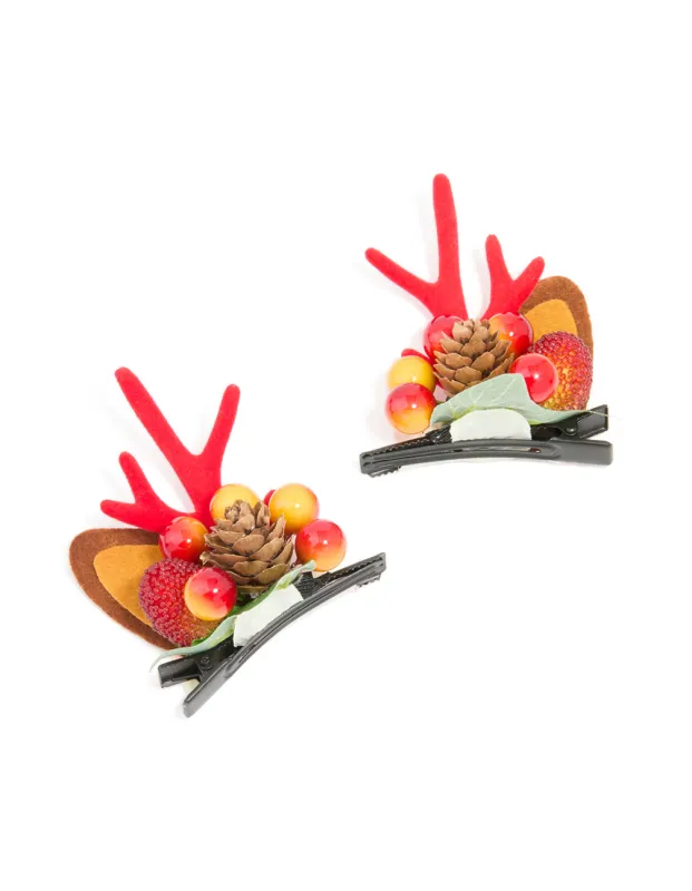 Berry & Reindeer Hair Clips 2-Pack sold by lovisa