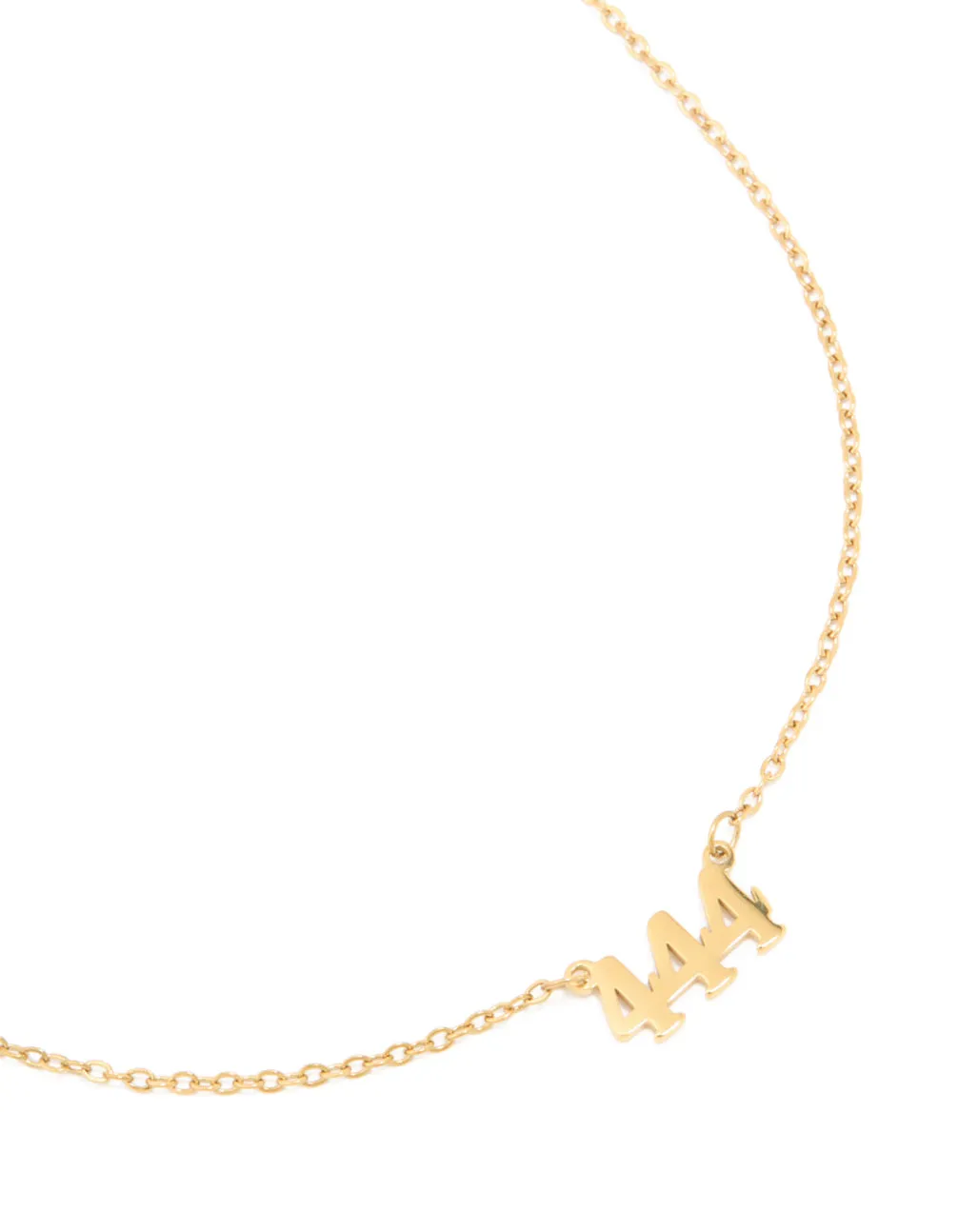 Waterproof Gold Plated Stainless Steel Angel Number 444 Necklace sold by lovisa