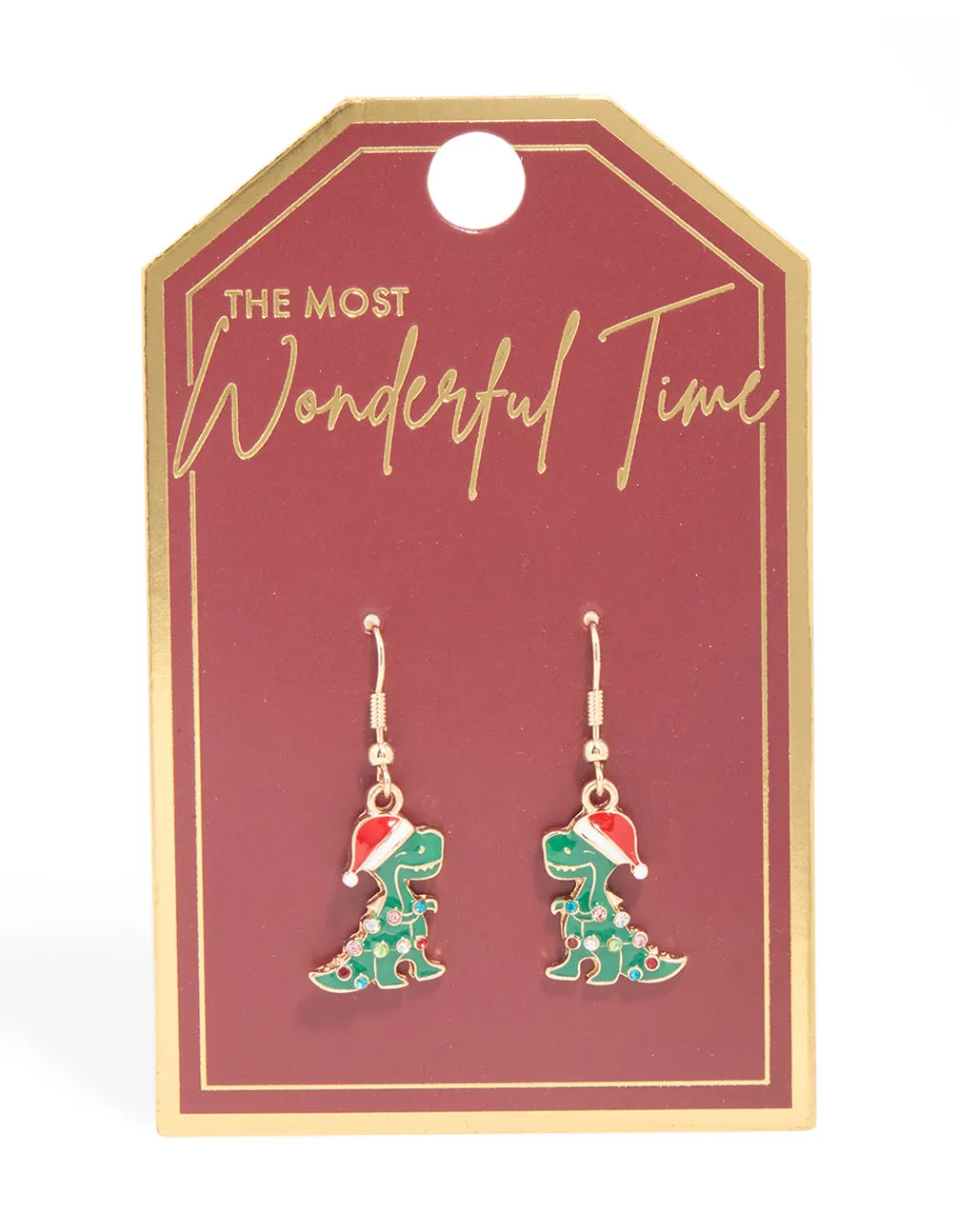 Gold Santa Hat Dinosaur With Diamante Lights Drop Earrings sold by lovisa product image thumbnail 3