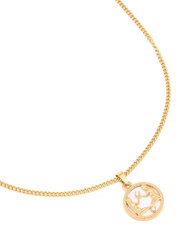 Waterproof Gold Plated Stainless Steel Circle Gemini Necklace sold by lovisa