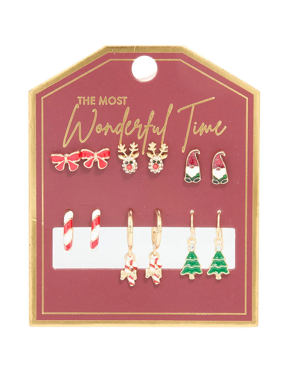 Gold Reindeer & Candy Cane Earrings 6-Pack sold by lovisa product image thumbnail 3