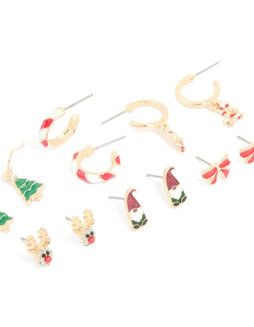 Gold Reindeer & Candy Cane Earrings 6-Pack sold by lovisa product image thumbnail 2