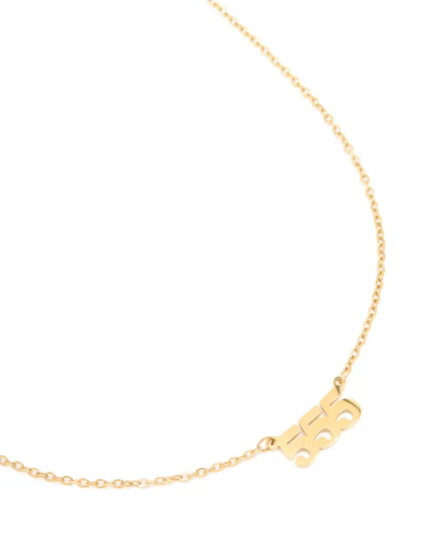 Waterproof Gold Plated Stainless Steel Angel Number 555 Necklace sold by lovisa