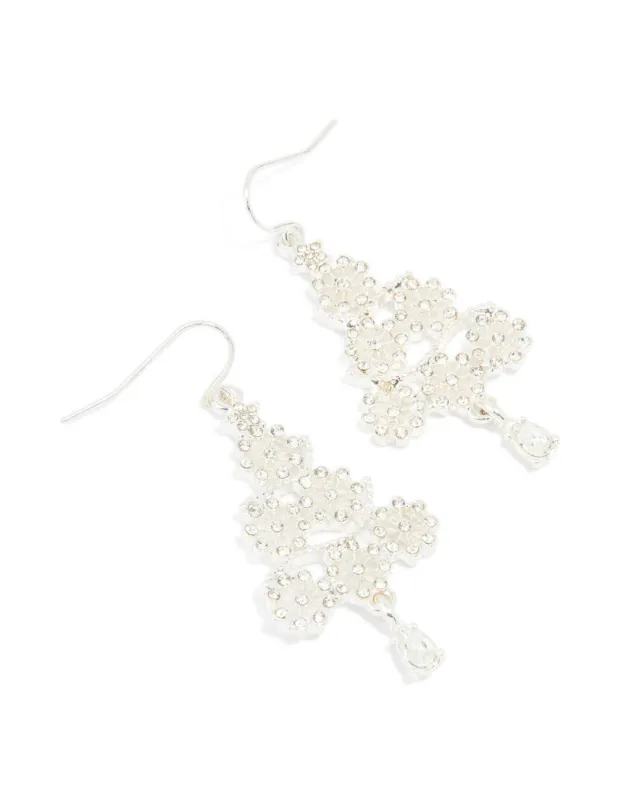 Silver Diamante Snowflake Drop Earrings sold by lovisa