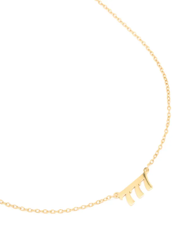 Waterproof Gold Plated Stainless Steel Angel Number 777 Necklace sold by lovisa