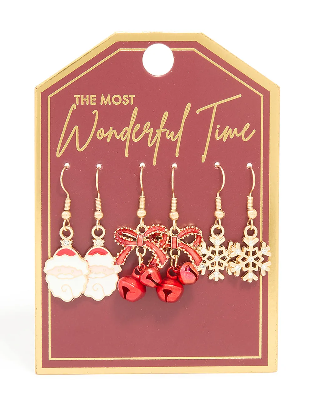 Gold Red Bow & Santa Earrings 3-Pack sold by lovisa product image thumbnail 3