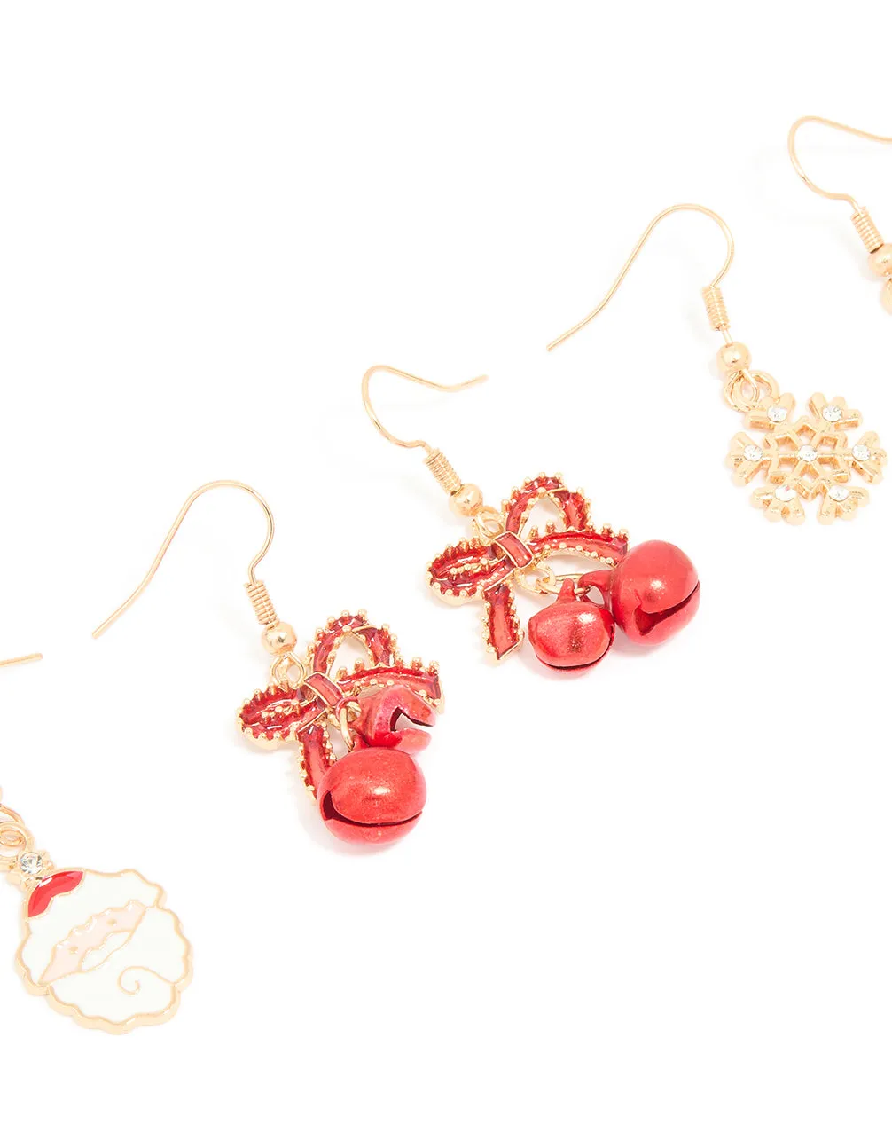 Gold Red Bow & Santa Earrings 3-Pack sold by lovisa product image thumbnail 2