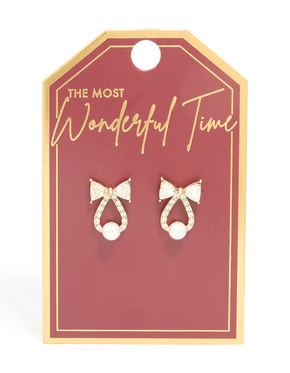 Gold Diamante Bow & Bell Stud Earrings sold by lovisa product image thumbnail 3