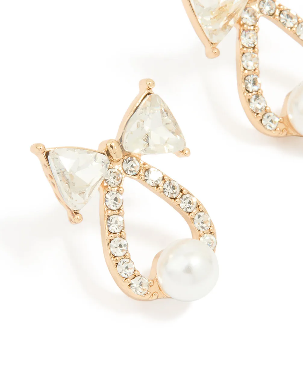 Gold Diamante Bow & Bell Stud Earrings sold by lovisa product image thumbnail 2
