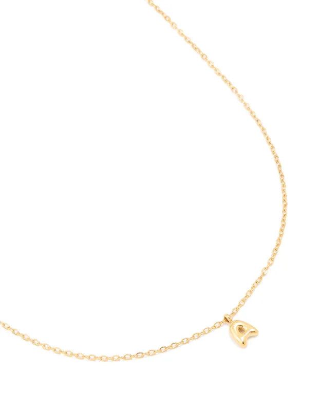 Waterproof Gold Plated Stainless Steel Mini Bubble Letter A Necklace sold by lovisa