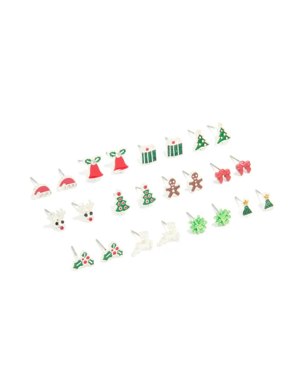 Silver Festive Tree & Bell Earrings 12-Pack sold by lovisa