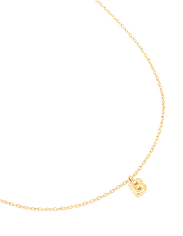 Waterproof Gold Plated Stainless Steel Mini Bubble Letter B Necklace sold by lovisa