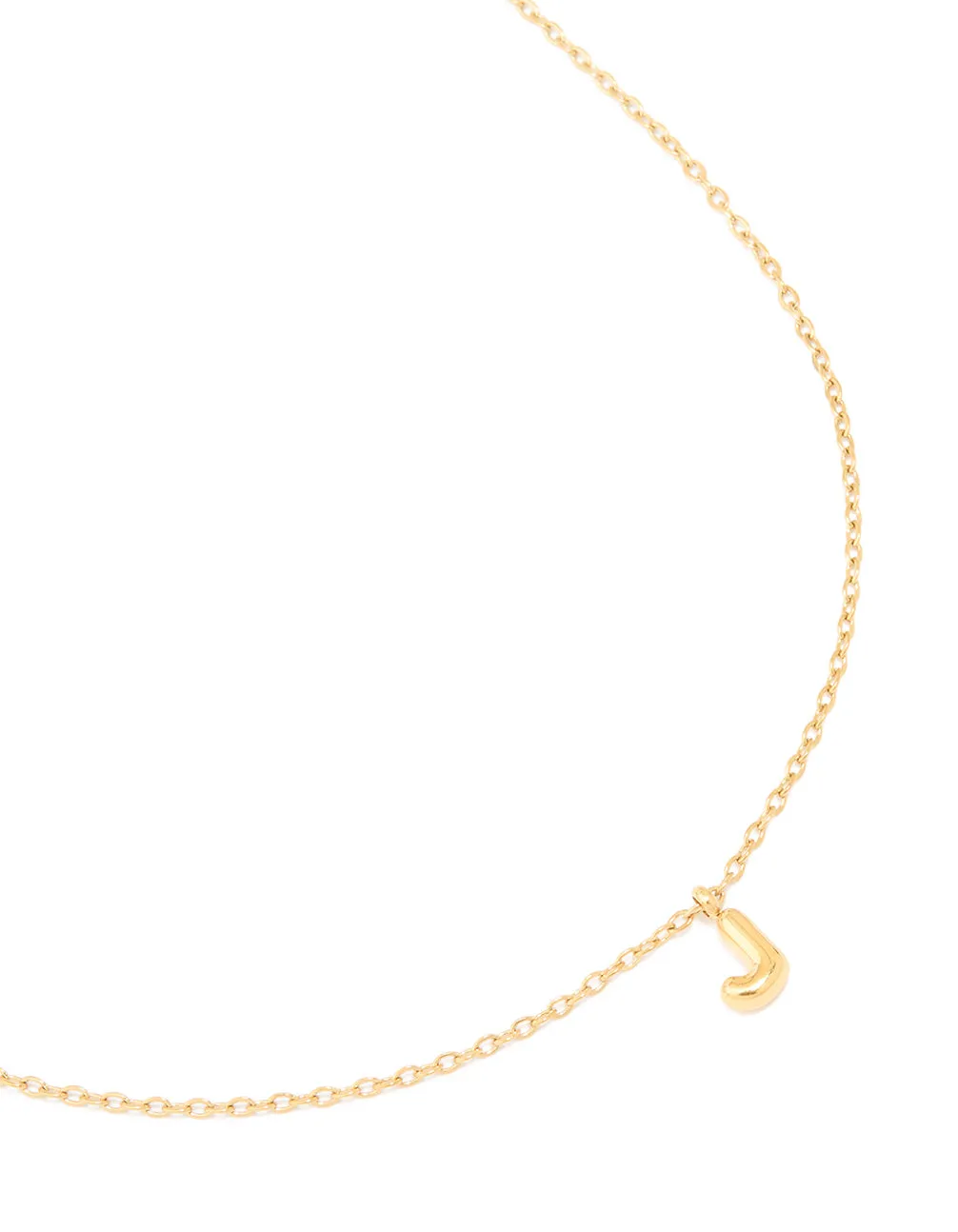 Waterproof Gold Plated Stainless Steel Mini Bubble Letter J Necklace sold by lovisa