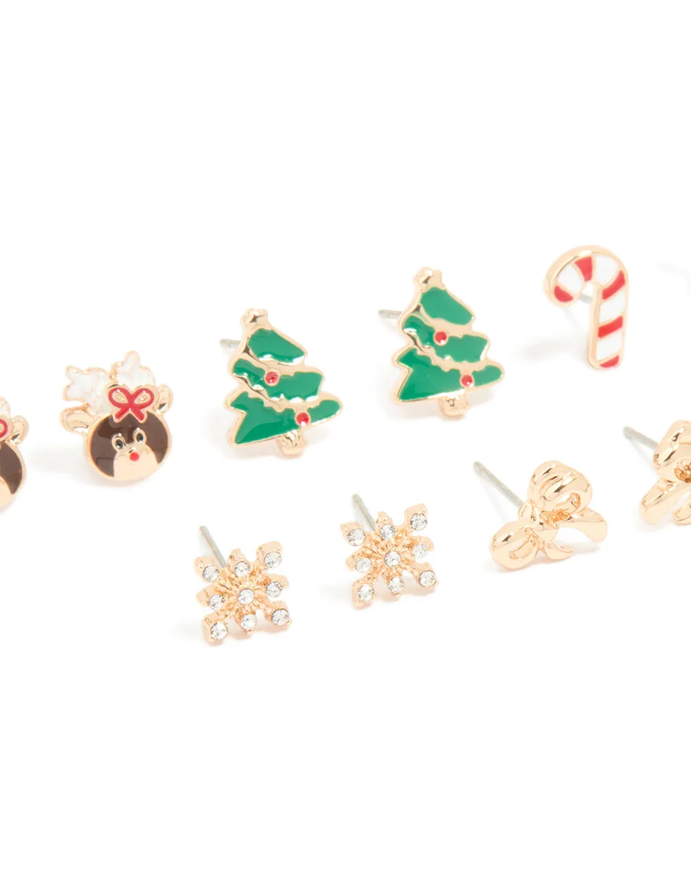 Gold Cute Reindeer & Snowflake Earrings 5-Pack sold by lovisa product image thumbnail 2