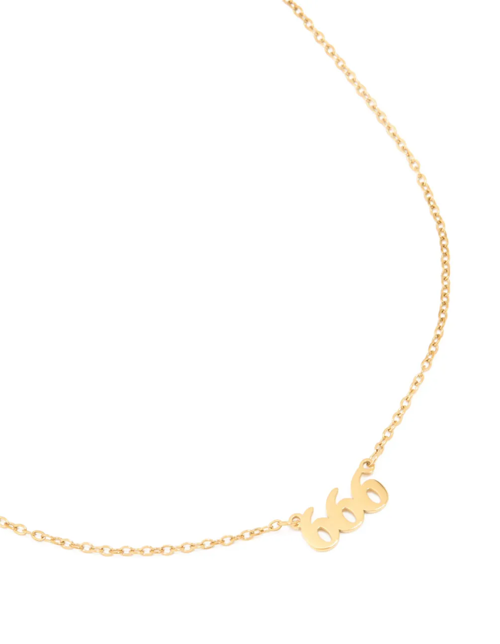 Waterproof Gold Plated Stainless Steel Angel Number 666 Necklace sold by lovisa