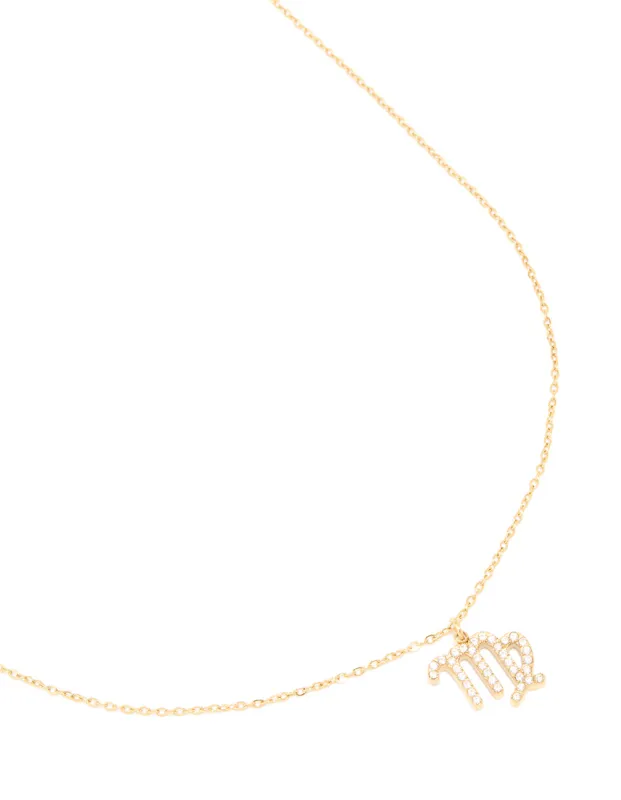 Waterproof Gold Plated Stainless Steel Cubic Zirconia Virgo Necklace sold by lovisa