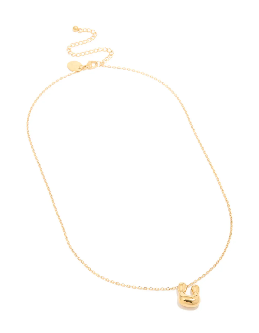 Waterproof Gold Plated Stainless Steel Large Bubble Letter U Necklace sold by lovisa product image thumbnail 2