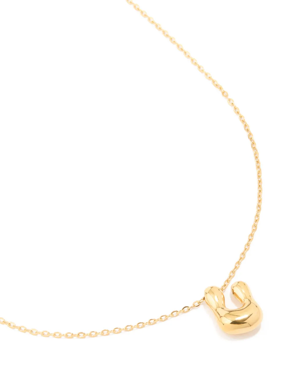 Waterproof Gold Plated Stainless Steel Large Bubble Letter U Necklace sold by lovisa