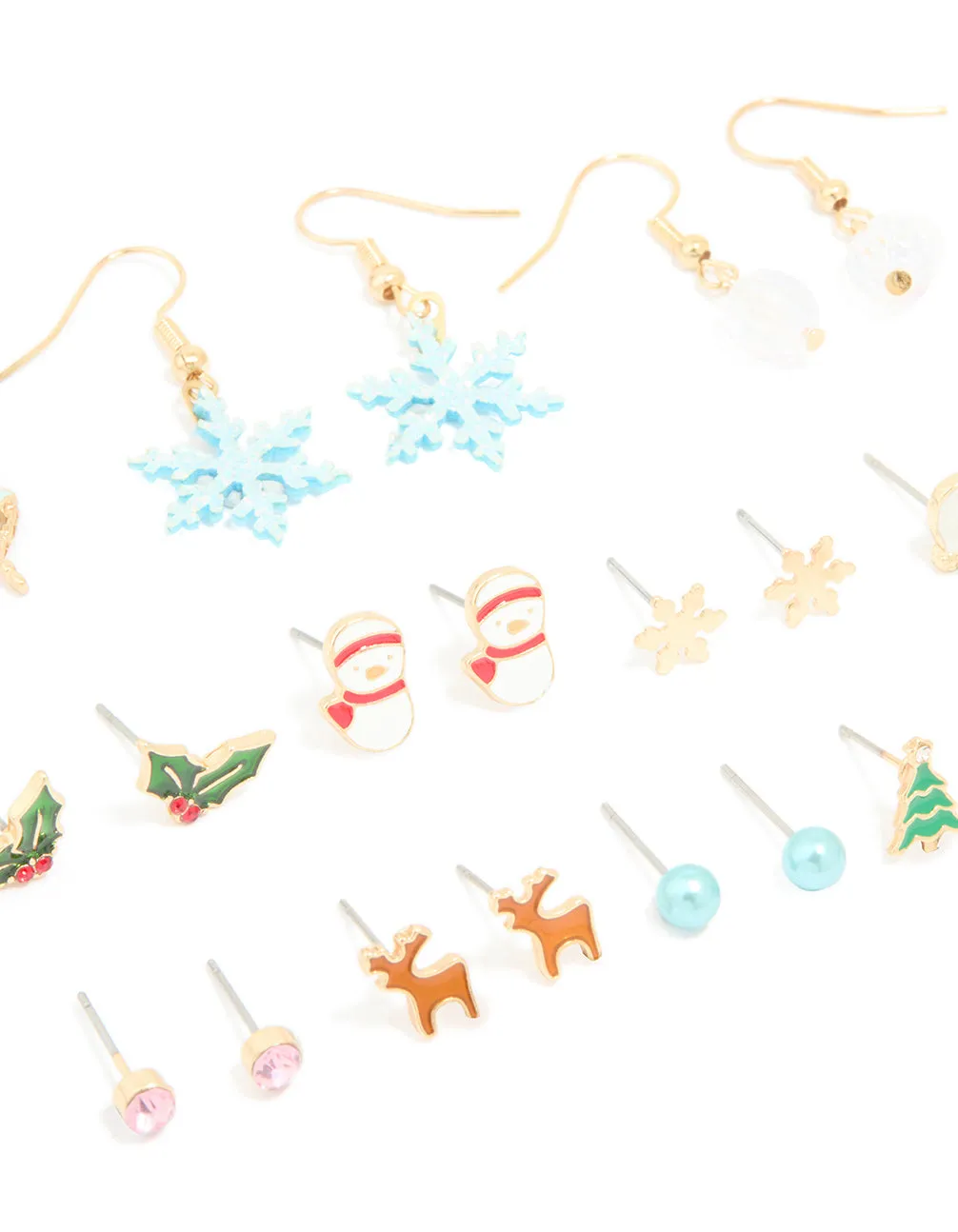 Gold Snowflake & Snowman Earrings 12-Pack sold by lovisa product image thumbnail 2
