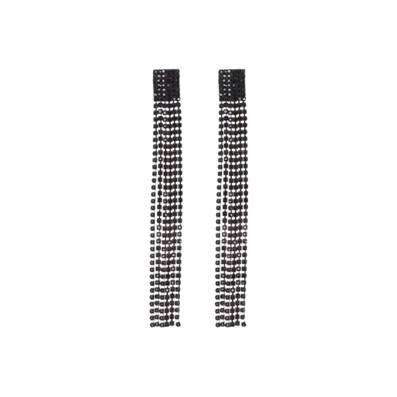 Black Diamante Tassel Earrings sold by lovisa