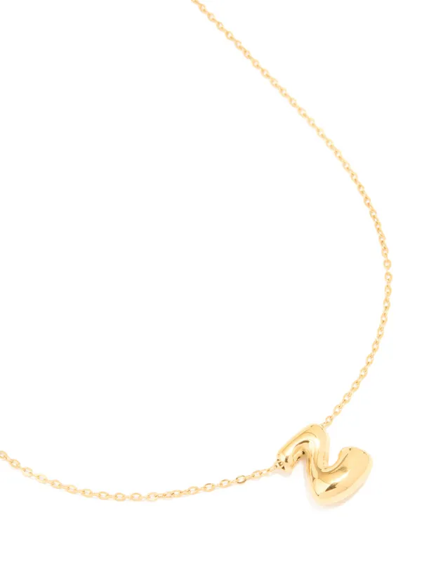 Waterproof Gold Plated Stainless Steel Large Bubble Letter Z Necklace sold by lovisa