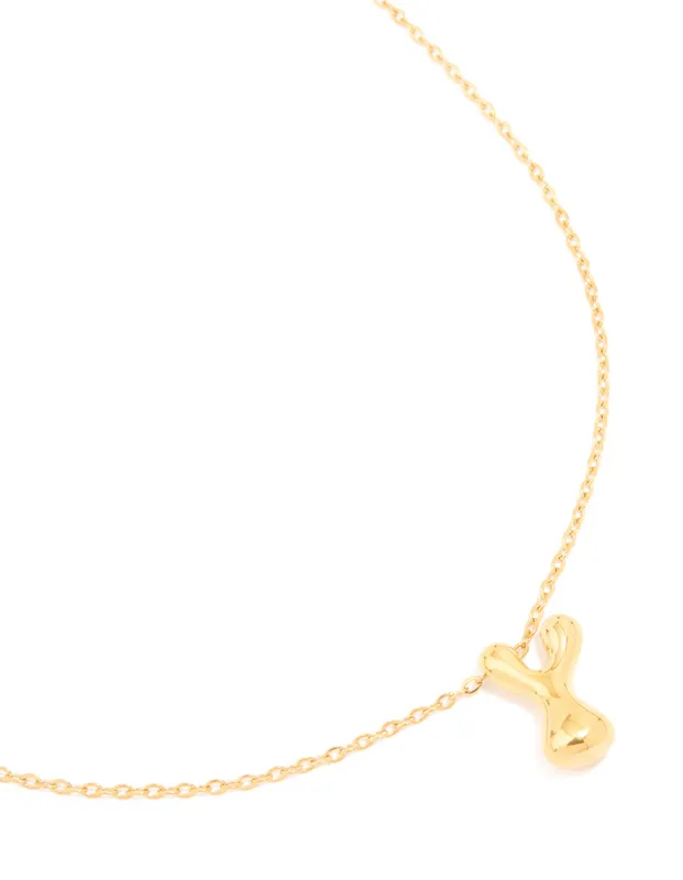 Waterproof Gold Plated Stainless Steel Large Bubble Letter Y Necklace sold by lovisa