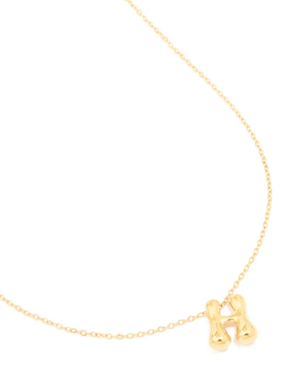 Waterproof Gold Plated Stainless Steel Large Bubble Letter H Necklace sold by lovisa