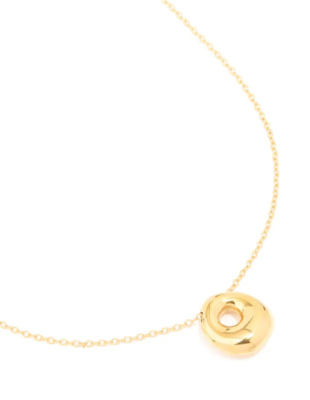 Waterproof Gold Plated Stainless Steel Large Bubble Letter O Necklace sold by lovisa