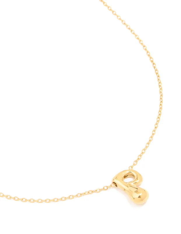 Waterproof Gold Plated Stainless Steel Large Bubble Letter P Necklace sold by lovisa