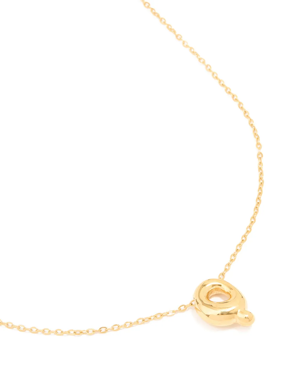 Waterproof Gold Plated Stainless Steel Large Bubble Letter Q Necklace sold by lovisa