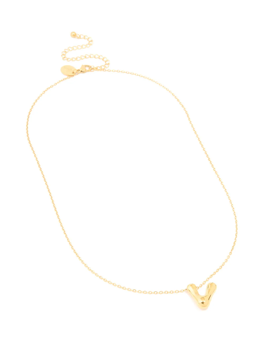 Waterproof Gold Plated Stainless Steel Large Bubble Letter V Necklace sold by lovisa product image thumbnail 2