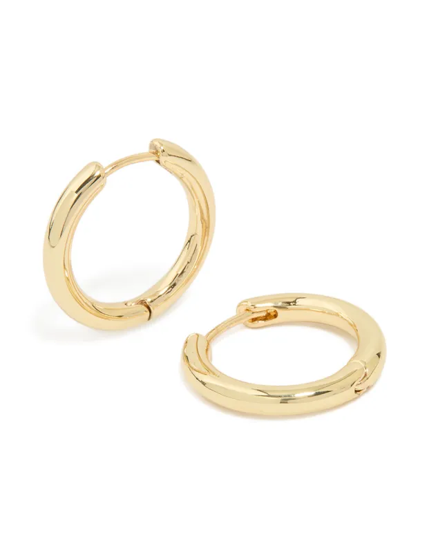 Gold Plated Medium Thick Hoop Earrings sold by lovisa