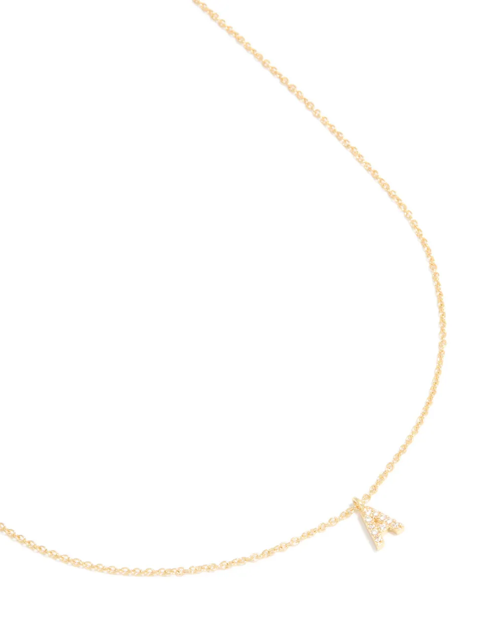 Gold Plated Brass Cubic Zirconia Letter A Necklace sold by lovisa