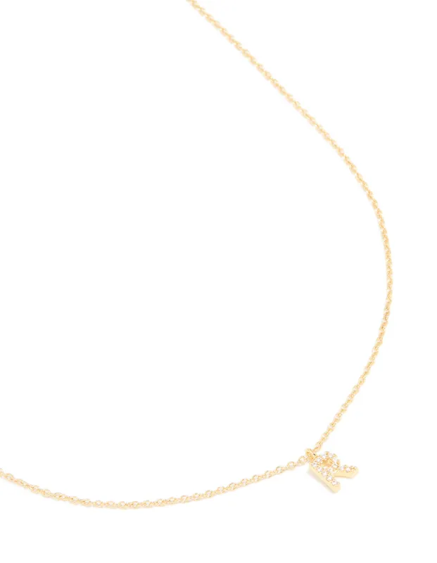 Gold Plated Brass Cubic Zirconia Letter R Necklace sold by lovisa