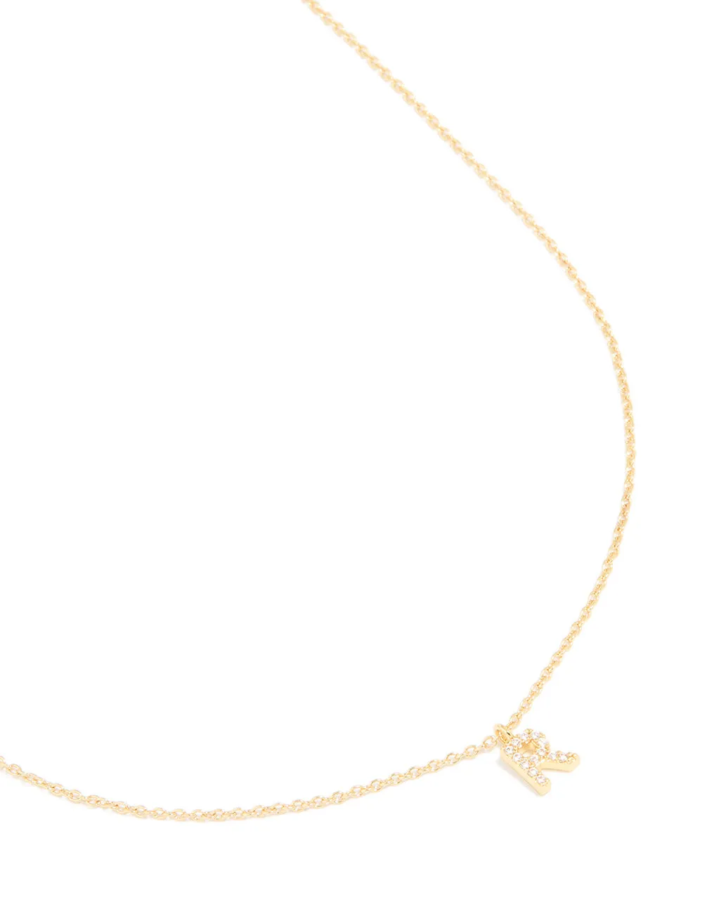 Gold Plated Brass Cubic Zirconia Letter R Necklace sold by lovisa