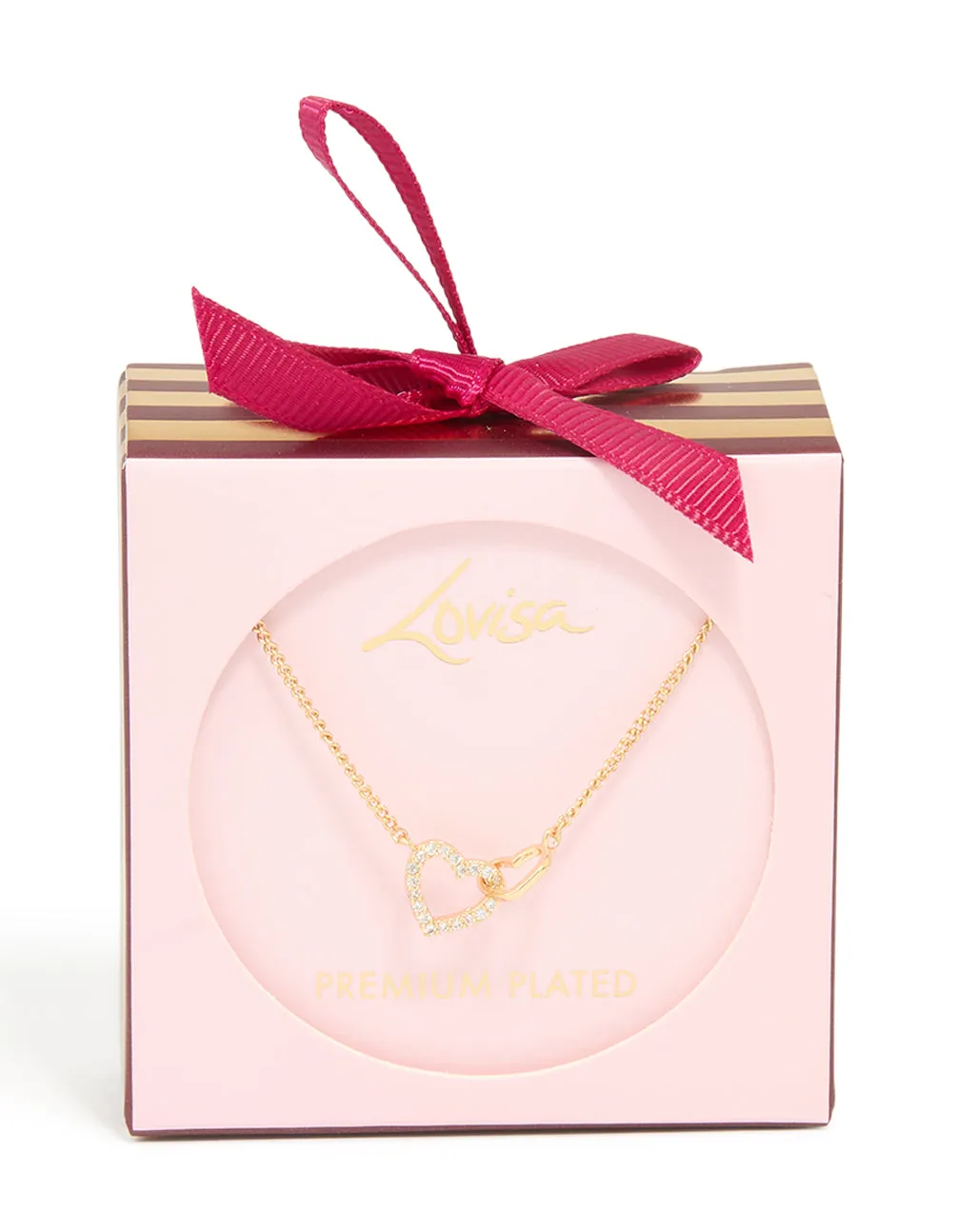 Gold Plated Cubic Zirconia Linked Hearts Pendant Necklace sold by lovisa product image thumbnail 3