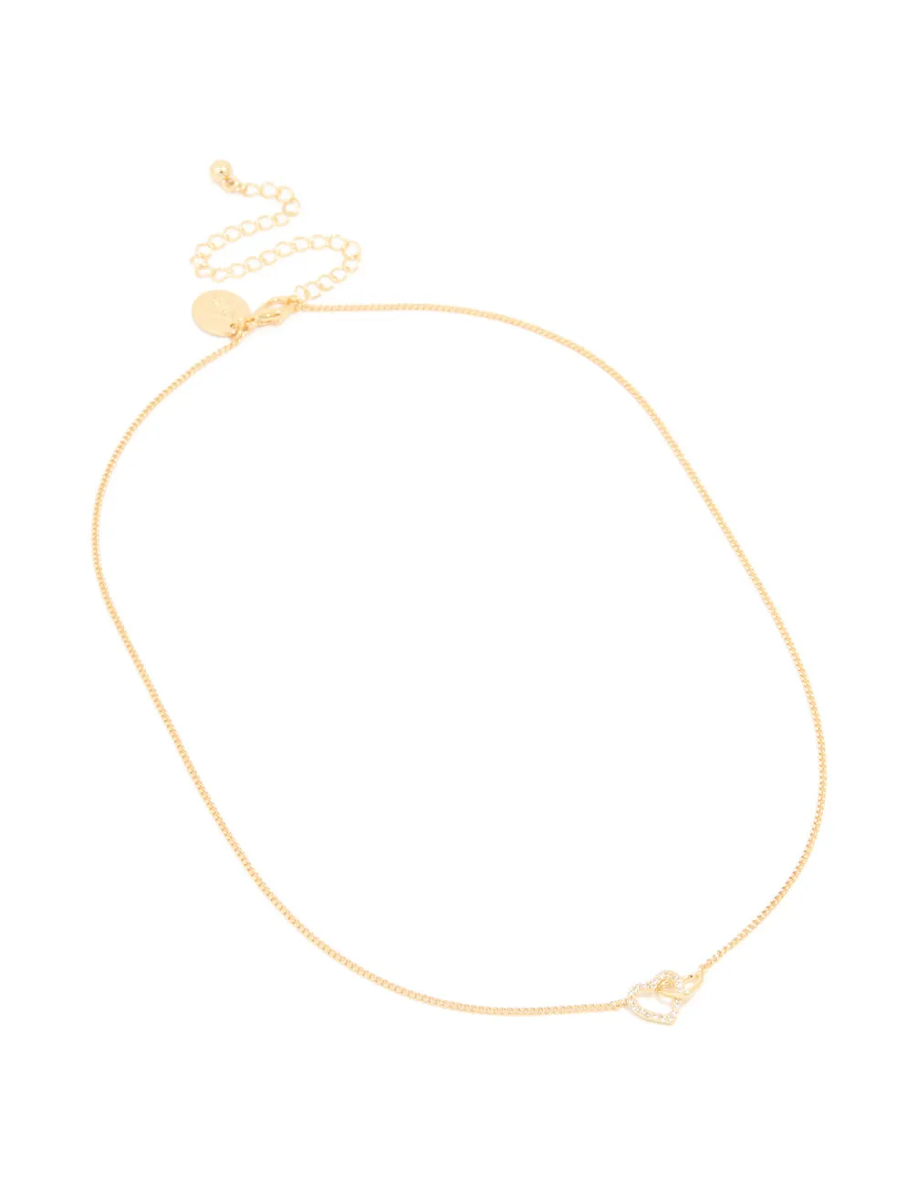 Gold Plated Cubic Zirconia Linked Hearts Pendant Necklace sold by lovisa product image thumbnail 2