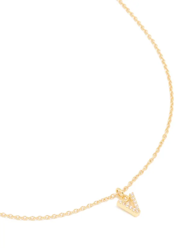 Gold Plated Cubic Zirconia Letter V Necklace sold by lovisa